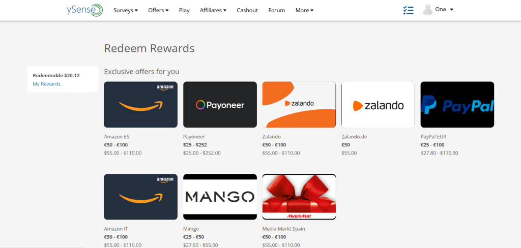 Tarjetas Regalo Gratis con Ysense