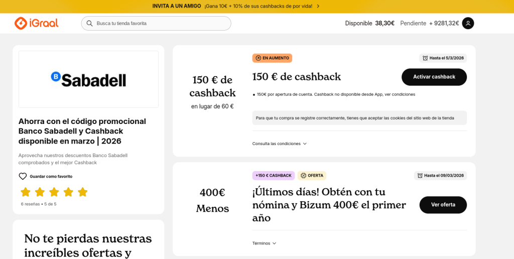 Oferta Banco Sabadell Marzo 2026