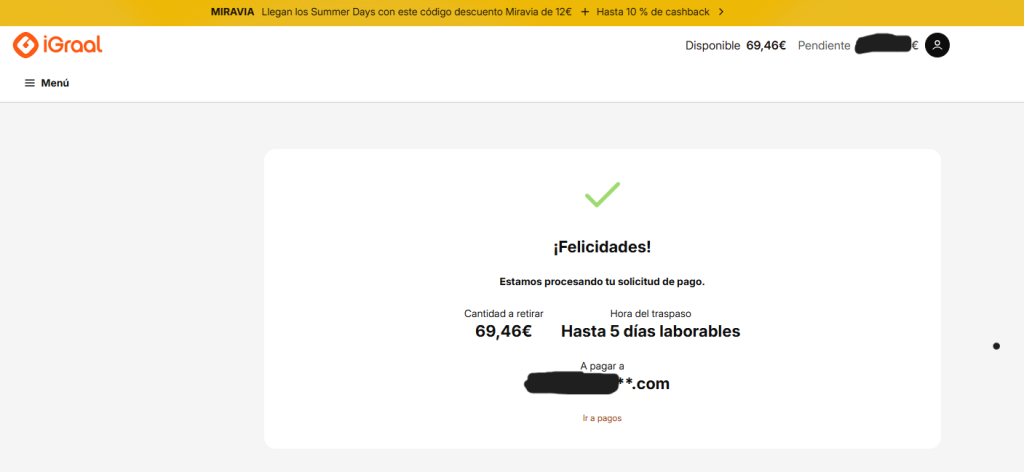 Confirmación del pago