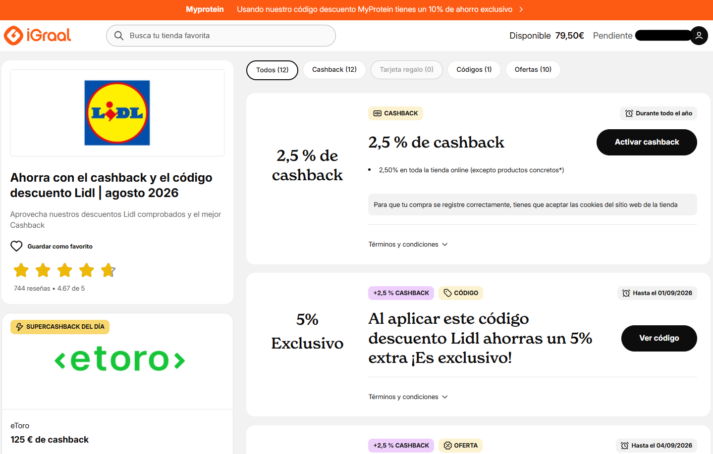 web de Cashback en Lidl ahorrar y recuperar dinero