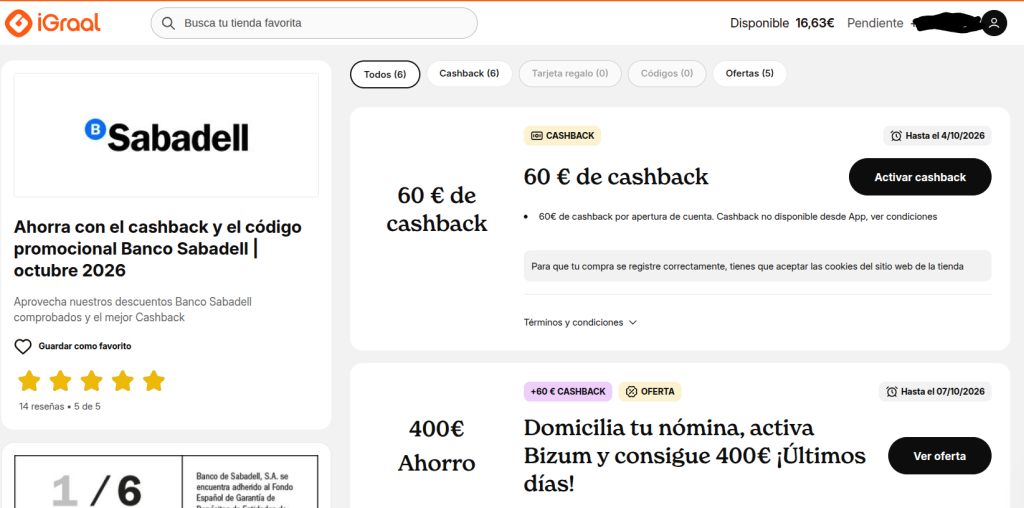 Promoción Amigo banco Sabadell octubre 2026