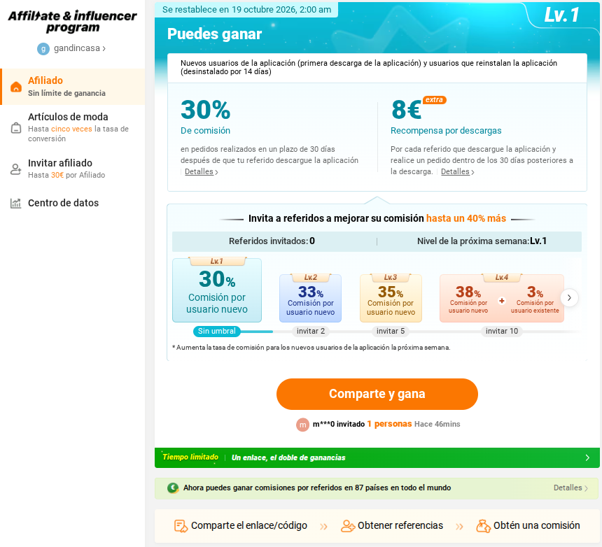 Ganar Dinero con Enlaces de afiliado de productos de Temu
