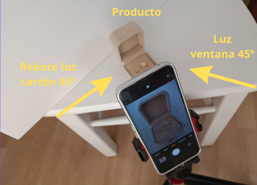 Ejemplo de esquema de luces para fotografía de producto en Pinterest