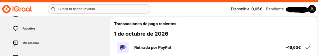 Mi justificante de pago por PayPal de octubre 2026
